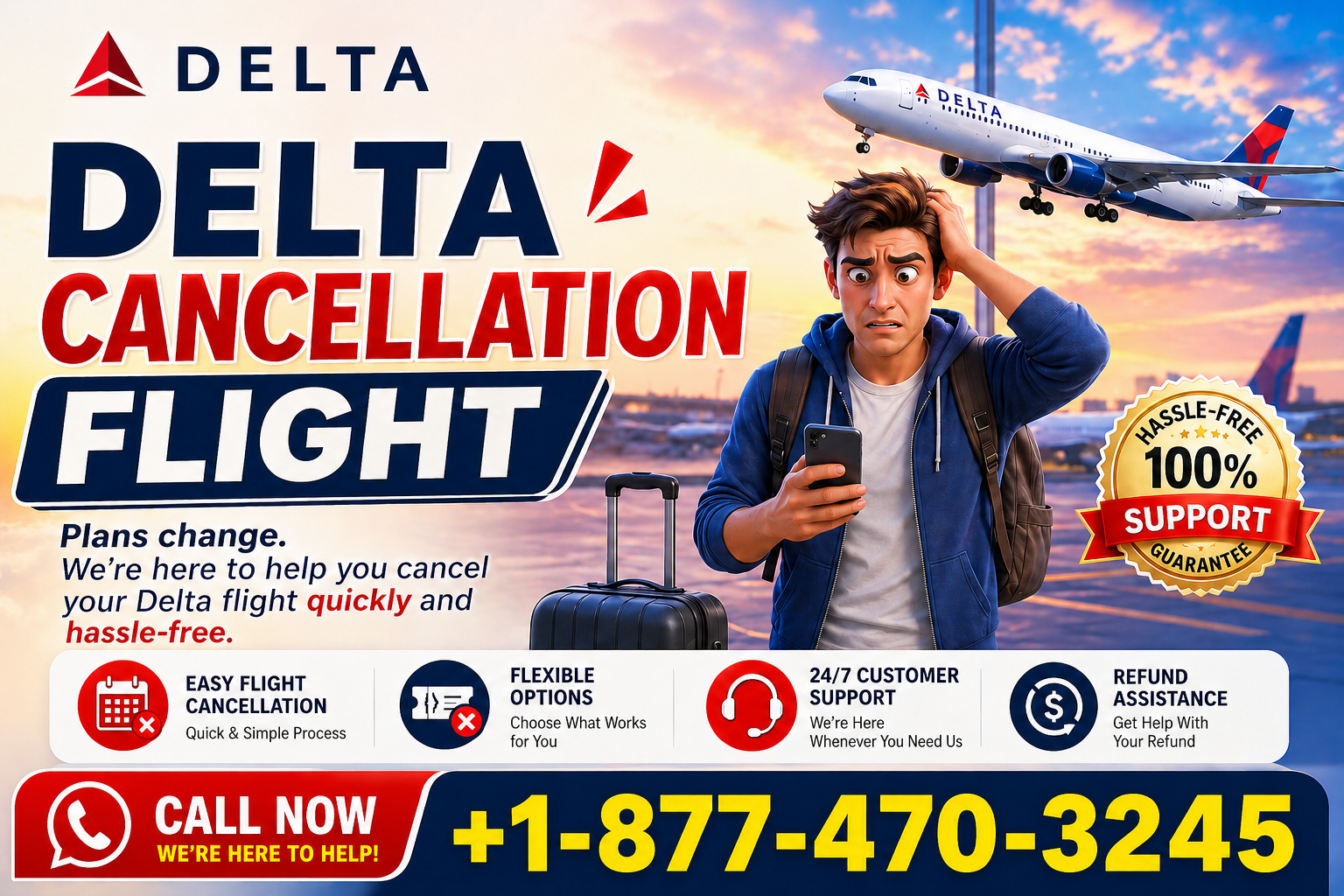 Delta Quick Flight Cancellation & Refund Assistance – Call Now